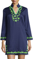 sail-to-sable-embroidered-trim-long-sleeve-dress-navy-green